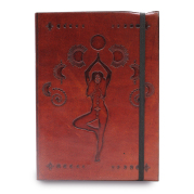 Zápisník kožený na gumičku - Kosmická Bohyně, hand-made Indie 18x13cm