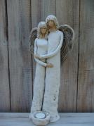 Anděl socha, stojící pár, svícen 41 cm