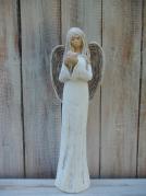 Anděl socha, víla stojící se srdcem 38 cm