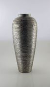 Luxusní váza Lisboa se stříbrným strukturovaným povrchem, keramika, 65x24x24 cm