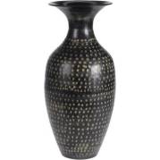 Váza CUSCO India, kovová tepaná, černá s jemným čárkovaným vzorem  33x15cm