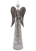 Anděl Ochránce, vysoký stříbrný, kovová dekorace na svíčku 91x27,5x24,5cm