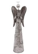 Anděl Ochránce, vysoký stříbrný, kovová dekorace na svíčku 	110x31x26cm