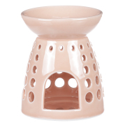 Aroma lampa, porcelán, růžová/šedá/bílá/meruňková, 12 cm