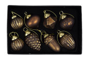 Vánoční ozdoby, box 8 ks, hnědá/bronzová, 4-5cm