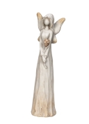 Anděl s květinou, šedá matná barva, 11,5x48 cm