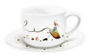Porcelánový hrnek s podšálkem Espresso moment, ilustrace Silke Leffler, 150ml