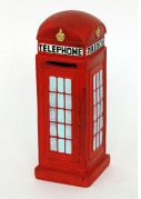 Kasička-telefonní budka, červená, 6,5x6,5x18cm