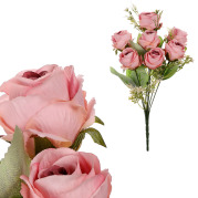 Růže v pugetu, 7 hlav, staro-růžová barva