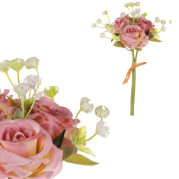 Růžičky ve svazku, nevěstin závoj, růžové, 3 květy, 20 cm