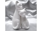 Kočky bílé Duo, keramika 17 cm