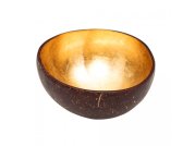 Kokosová miska zlatá, ručně vyráběná z kokosové skořápky, uvnitř lakovaná, 13-15cm