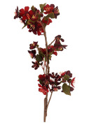 Větvička s kvítky hrušky - vínová, umělá dekorace, 70cm