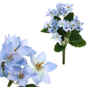 Umělá květina plamének, modrá/růžová, 28cm
