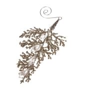 Závěsná vánoční větvička s krystaly, zlatá/stříbrná, 16cm