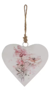 Srdce Romantic, závěs, bílo-růžová, velké 15x16cm