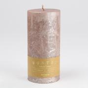 Rustic svíčka bílá/starorůžová metalic, velká 15cm