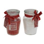 Svíčka ve skle s mašlí malá, Home Styling, 2 druhy bílá/červená