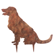 Pes - zápich do zahrady, kov, měděná barva antik, 44 x 48 cm 