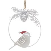 Závěsná kovová dekorace, malý ptáček, o10cm