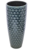 Keramická váza, tmavě zeleno-modrá, glazura, 34,7x14,5cm