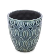 Obal na květináč/váza, keramika, tmavě modro-zelený, 11,8x11cm