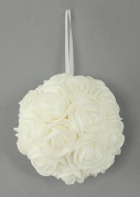 Dekorační růžičková koule na zavěšení, bílá, pr. 8cm