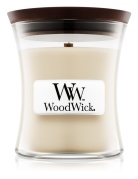 WoodWick – vonná svíčka Linen, Čistý len, čisté prádlo, malá 20-30 hod