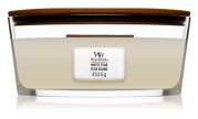 WoodWick – vonná svíčka White Teak, Bílý teak (jedle, dub, santal, cedr), 30-40 hod 