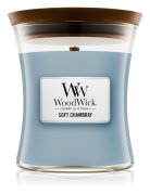 WoodWick – vonná svíčka Soft Chambray (Čisté prádlo), střední 55-65h