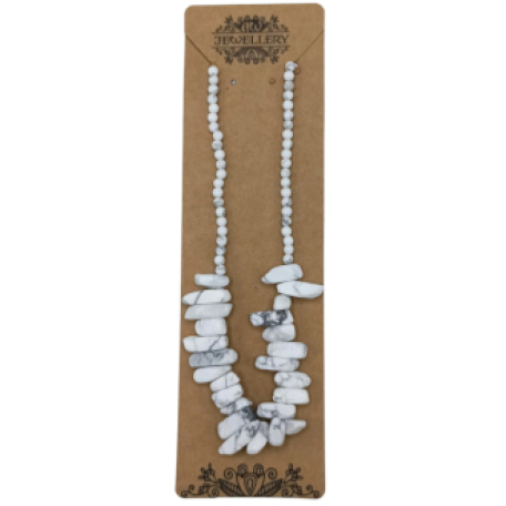 Náhrdelník z dlouhých drahých kamenů - bílý jaspis
