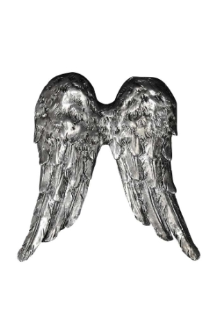Andělská křídla stříbrná, k zavěšení, 19x15x1 cm