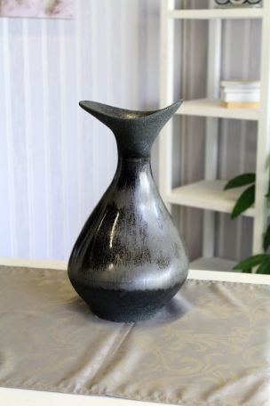 Váza černá Kosatka, keramika, 35 cm