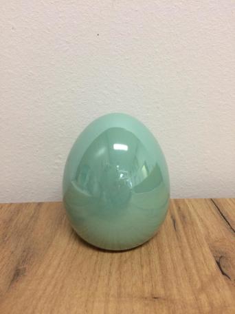 Perleťové vejce bílé/zelené, keramika, 6x7cm