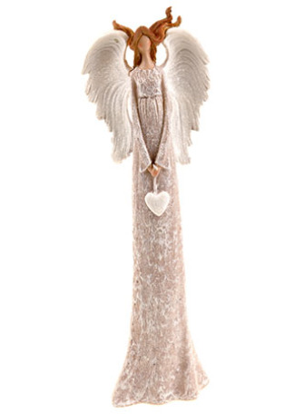 Anděl Esme (laskavý ochánce), stojící, starorůžová 40cm, rozevláté vlasy