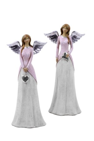 Anděl Ann Christine (stříbrný/růžový kabátek) 21 cm