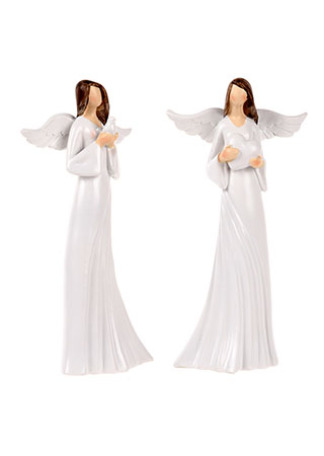 Andělíček, bílé šaty, polyresin, 9cm