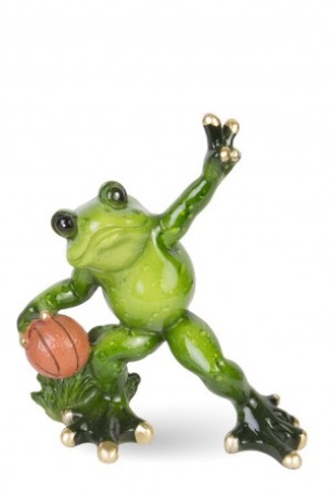 Žába s basketbalovým míčem, polyresin, 12x10cm