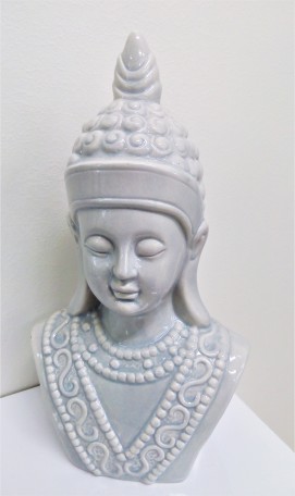 Keramický Buddha bysta - šedá, 26cm