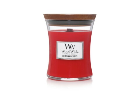 WoodWick – vonná svíčka Crimson Berries (Červená jeřabina), střední 55-65h 275 g