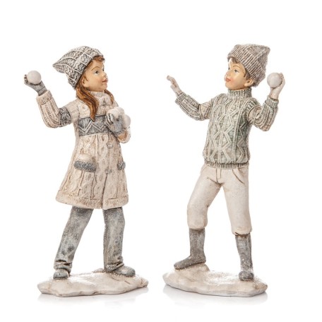 Děti v zimě, s čepící a ve svetru holka/kluk 14cm