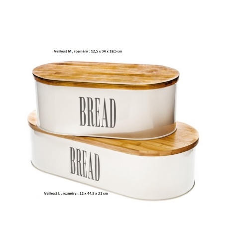 Plechová dóza na chleba vel. M světlá 12,5 x 34 x 18,5 cm