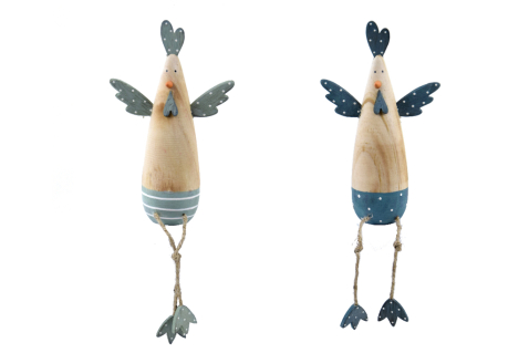 Velikonoční dekorace kuře velké dřevěné, vysící nohy 23x6cm+nohy