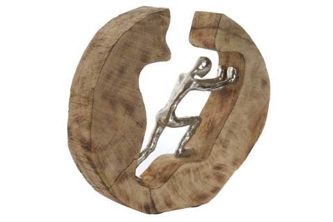 Dekorace PERSON, mangové dřevo + kov, 29x7x29cm