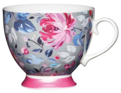 Porcelánový hrnek Grey Floral s barevnými květy, 400ml