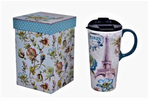 Hrnek Paris s květinami v dárkovém boxu, 500ml