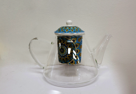 Skleněný džbánek Mandala s keramickým sítkem na čaj, 1200ml