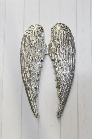 Andělská křídla stříbrná, k zavěšení na zeď, 32x22x1 cm
