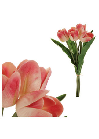 Tulipán krémovo-červená, pěnový, 32cm