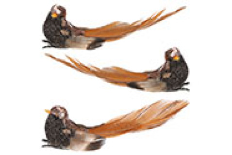 Ptáček s klipem, různé druhy a velikosti, hnědá, krémová a stříbrá barva, 13, 5 cm, 15 cm